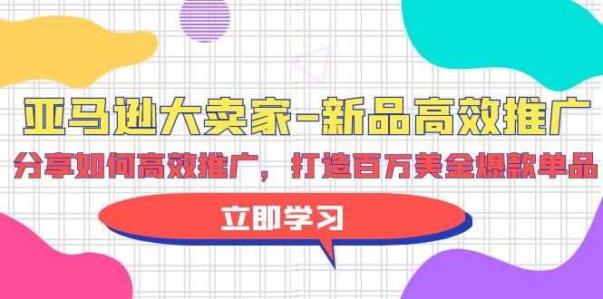 亚马逊 大卖家-新品高效推广，分享如何高效推广，打造百万美金爆款单品-微众资源