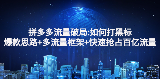 拼多多流量破局:如何打黑标，爆款思路+多流量框架+快速抢占百亿流量-微众资源