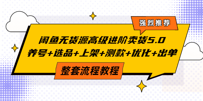 闲鱼无货源高级进阶卖货5.0，养号+选品+上架+测款+优化+出单整套流程教程-微众资源