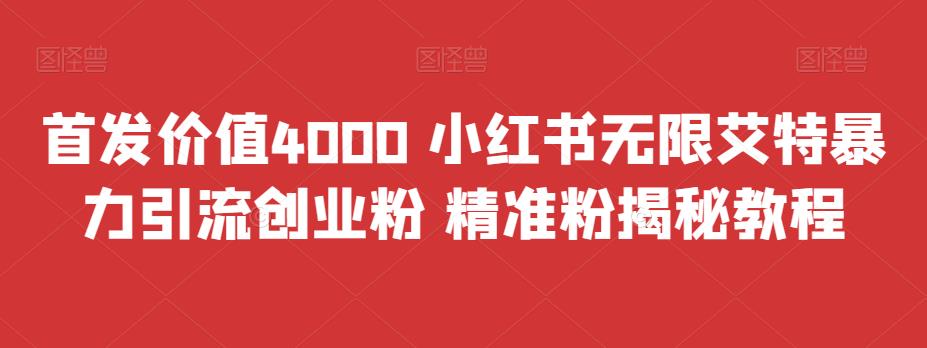 首发价值4000 小红书无限艾特暴力引流创业粉 精准粉揭秘教程-微众资源