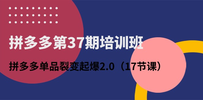 拼多多第37期培训班：拼多多单品裂变起爆2.0（17节课）-微众资源