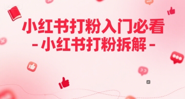小红书打粉入门必看-小红书打粉拆解-微众资源