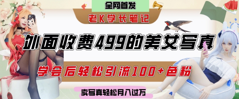 外面收费499的美女写真制作技术，学会后轻松引流S粉变现，日引100+S粉，轻松月入过W-微众资源