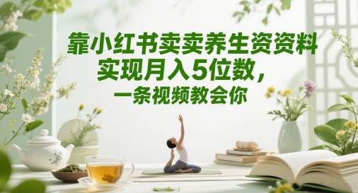 靠小红书卖养生资料实现月入5位数，一条视频教会你-微众资源