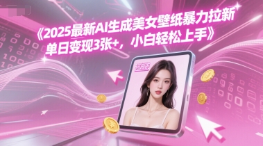 2025最新AI生成美女壁纸暴力拉新, 单日变现3张+，小白轻松上手-微众资源