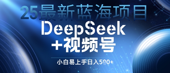 25最新蓝海项目DeepSeek+视频号，小白易上手日入几张-微众资源