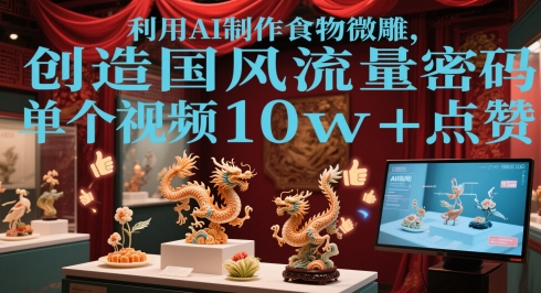 利用AI制作食物微雕，创造国风流量密码，单个视频10w+点赞-微众资源