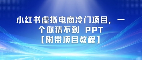 小红书虚拟电商冷门项目，一个你猜不到 PPT【附带项目教程】-微众资源