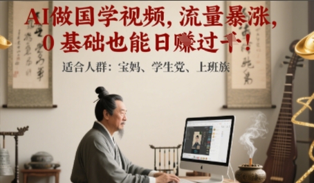 AI做国学视频，流量暴涨 ，0 基础也能日入多张-微众资源