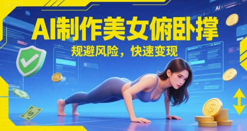 AI制作美女俯卧撑，规避风险，快速变现-微众资源