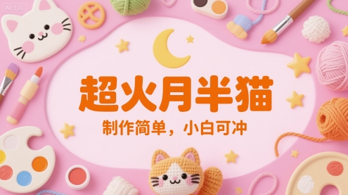 超火月半猫，制作简单，小白可冲-微众资源