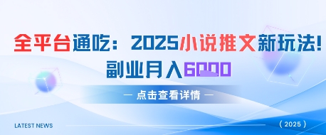 全平台通吃：2025小说推文新玩法，副业月入6k-微众资源