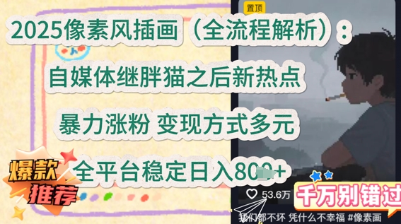 2025像素风插画(全流程解析)：自媒体继胖猫之后新热点，暴力涨粉，变现方式多元，全平台稳定日入多张-微众资源