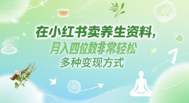 在小红书卖养生资料，月入四位数非常轻松，多种变现方式-微众资源