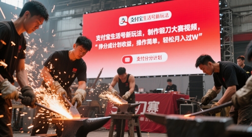 支付宝生活号新玩法，制作锻刀大赛视频，挣分成计划收益，操作简单，轻松月入过W-微众资源
