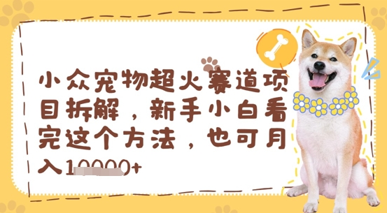 小众宠物超火赛道项目拆解，新手小白看完这个方法，也可月入过w-微众资源