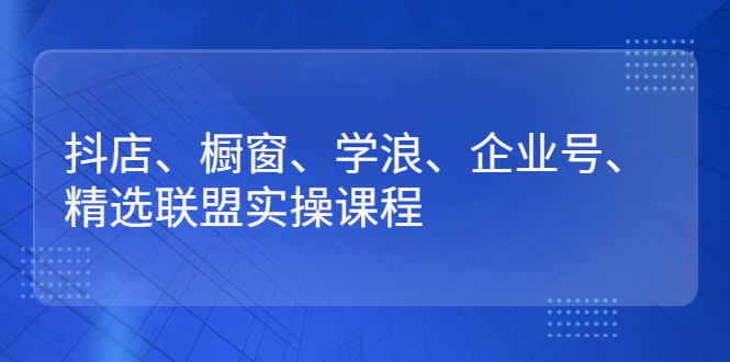 抖店、橱窗、学浪、企业号、精选联盟实操课程-微众资源