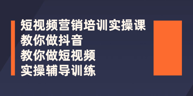 短视频营销培训实操课：教你做抖音，教你做短视频，实操辅导训练-微众资源