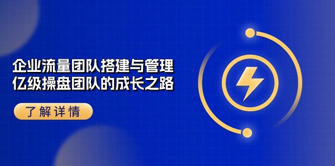企业 流量团队-搭建与管理，亿级 操盘团队的成长之路（28节课）-微众资源