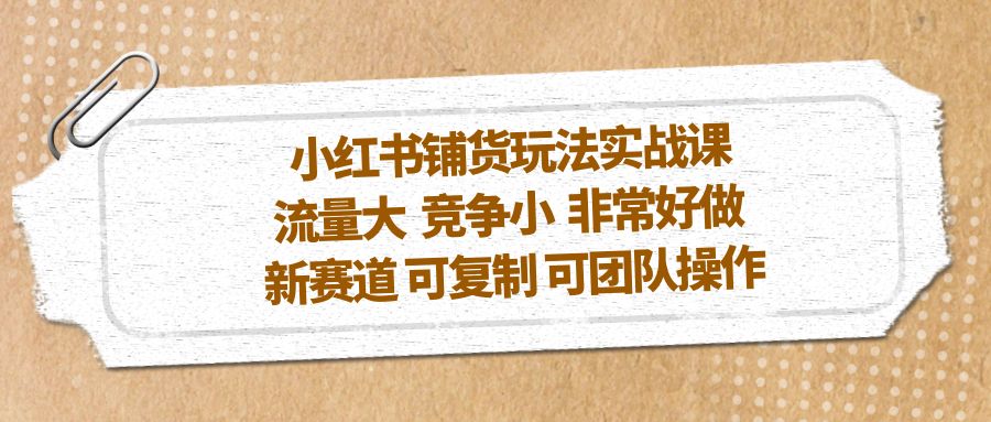 小红书铺货玩法实战课，流量大 竞争小 非常好做 新赛道 可复制 可团队操作-微众资源