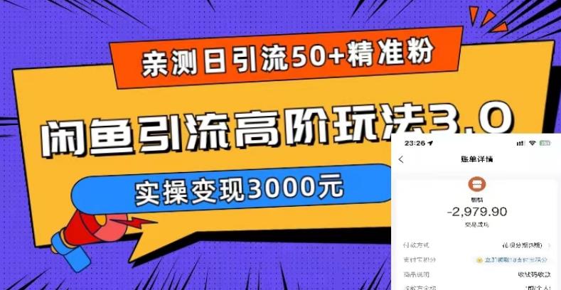 实测日引50+精准粉，闲鱼引流高阶玩法3.0，实操变现3000元-微众资源