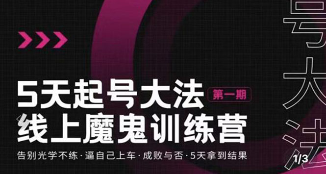 五天起号魔鬼训练营，告别光学不练，逼自己上车，成败与否，5天拿到结果-微众资源