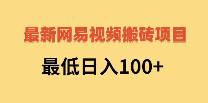 2022网易视频搬砖赚钱，日收益120（视频教程+文档）-微众资源