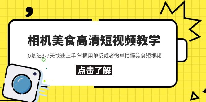 相机美食高清短视频教学 0基础3-7天快速上手 掌握用单反或者微单拍摄美食-微众资源