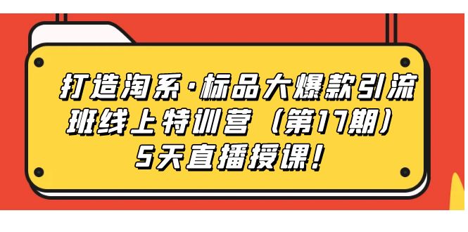 打造淘系·标品大爆款引流班线上特训营5天直播授课！-微众资源