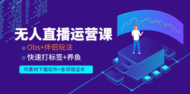 无人直播运营课：Obs+伴侣玩法 快速打标签+养鱼（附素材下载软件+各领话术)-微众资源