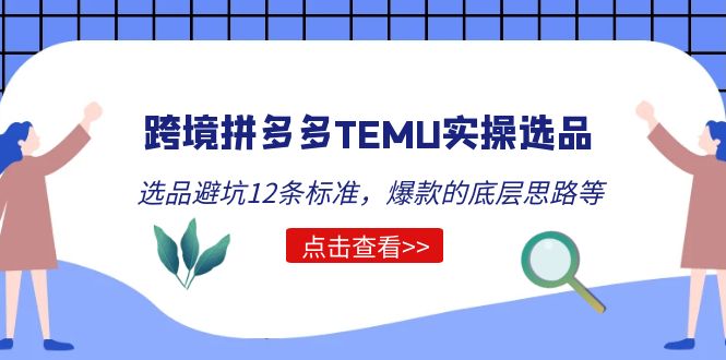 跨境拼多多TEMU实操选品运营方法，选品避坑12条标准，爆款的底层思路等-微众资源