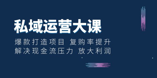 私域运营大课：爆款打造项目 复购率提升 解决现金流压力 放大利润-微众资源