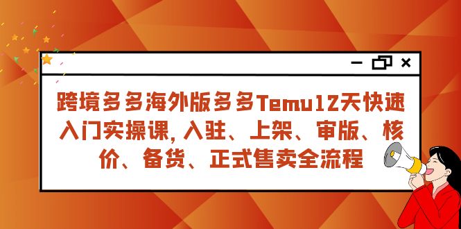 跨境多多海外版多多Temu12天快速入门实战课，从入驻 上架到正式售卖全流程-微众资源