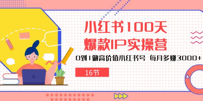小红书100天-爆款IP实操营，0到1做高价值小红书号 每月多赚3000+（16节）-微众资源