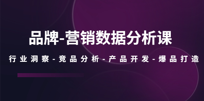 品牌-营销数据分析课，行业洞察-竞品分析-产品开发-爆品打造-微众资源