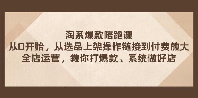 淘系爆款陪跑课 从选品上架操作链接到付费放大 全店运营 打爆款 系统做好店-微众资源