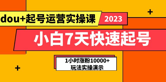 小白7天快速起号：dou+起号运营实操课，实战1小时涨粉10000+玩法演示-微众资源