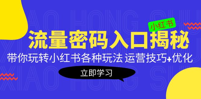 小红书流量密码入口揭秘：带你玩转小红书各种玩法 运营技巧+优化！-微众资源