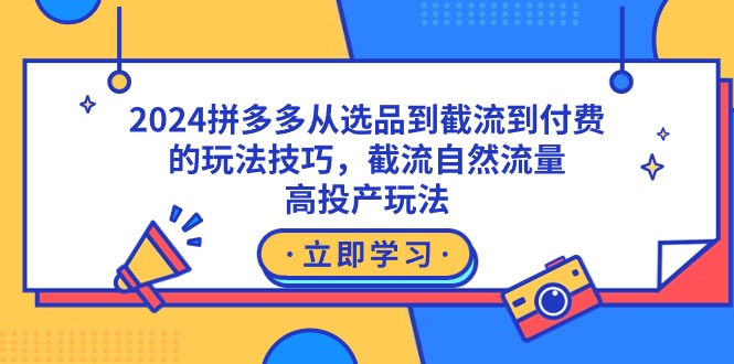 2024拼多多从选品到截流到付费的玩法技巧，截流自然流量玩法，高投产玩法-微众资源