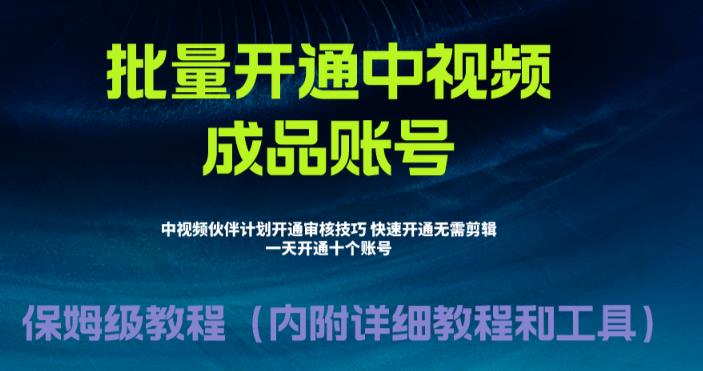 外面收费1980暴力开通中视频计划教程，附 快速通过中视频伙伴计划的办法-微众资源