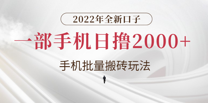 2022年全新口子，手机批量搬砖玩法，一部手机日撸2000+-微众资源