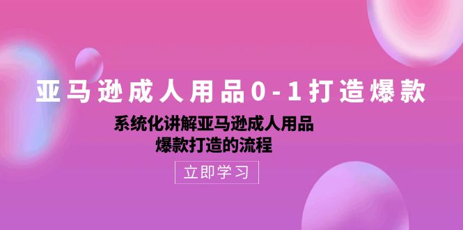 亚马逊成人用品0-1打造爆款：系统化讲解亚马逊成人用品爆款打造的流程-微众资源