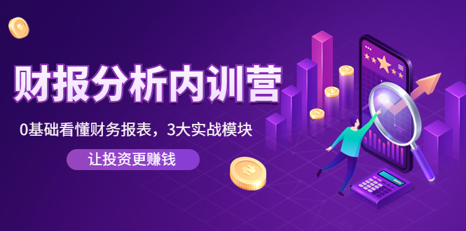 《财报分析内训营》0基础看懂财务报表，3大应用实战模块，让投资更赚钱-微众资源