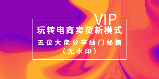 某收费培训：玩转电商卖货新模式，五位大佬分享独门秘籍（无水印）-微众资源
