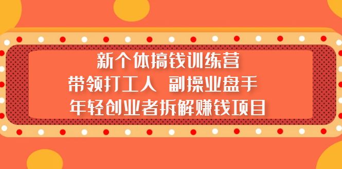 新个体搞钱训练营：带领打工人 副操业盘手 年轻创业者拆解赚钱项目-微众资源