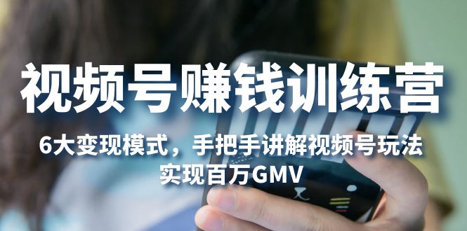 视频号赚钱训练营：6大变现模式，对平台的各项功能详细讲解，实现百万GMV-微众资源
