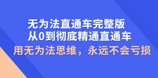 无为法直通车完整版：从0到彻底精通直通车，用无为法思维，永远不会亏损-微众资源