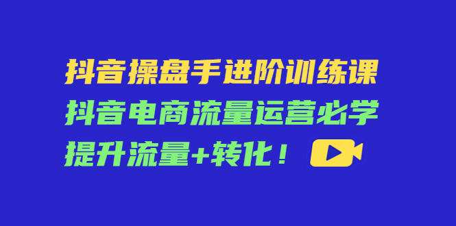 抖音操盘手进阶训练课：抖音电商流量运营必学，提升流量+转化！-微众资源