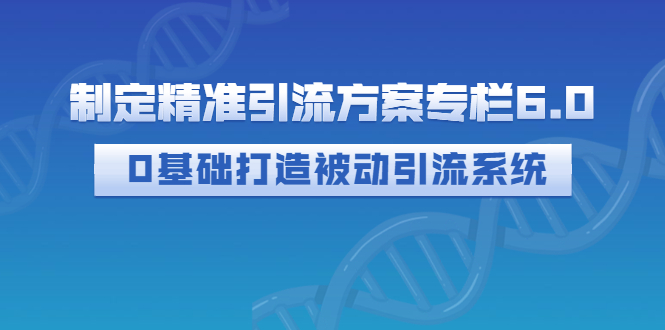制定精准引流方案专栏6.0：0基础打造被动引流系统（价值1380元）-微众资源
