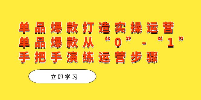 单品爆款打造实操运营，单品爆款从“0”-“1”手把手演练运营步骤-微众资源